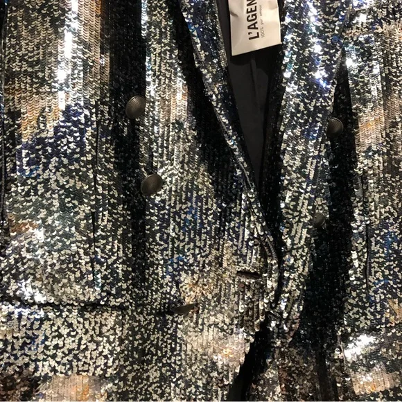 L'AGENCE Kenzie Sequin Double Breasted Blazer - Picture 10 of 12